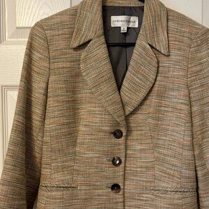 Jones New York Suit- striped, tweed textured blazer sz 6